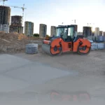 A photo of a construction vehicle in a construction site.